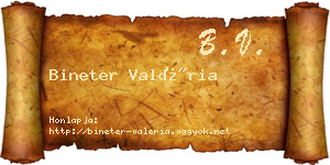 Bineter Valéria névjegykártya